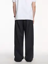 韓国版痩身メンズパンツダークグレールーズワイドレッグカジュアルパンツ