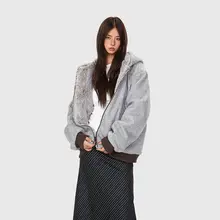 リバーシブルデザインのフード付き厚手コットンコート【冬用・極上の柔らかさ】