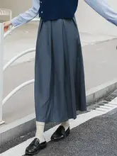 フランス風プリーツスカート【高腰・ブラック・中長丈・Aライン】