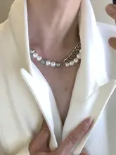 CANHUI 四角パールネックレス【ユニセックス・シンプルデザイン・調整可能】
