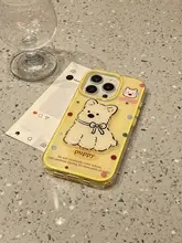 かわいいカートゥーンデザインのカラフルドット3D小犬iPhone用ケース【防摔シリコン・全包対応】