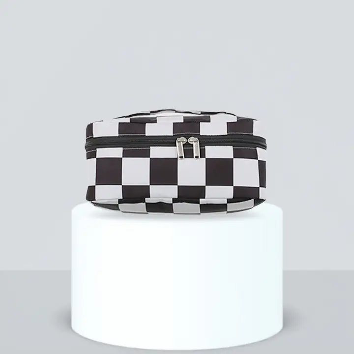 チェック柄トラベル収納ポーチ【高品質・携帯便利・仕分け袋】（セットアップ対応）