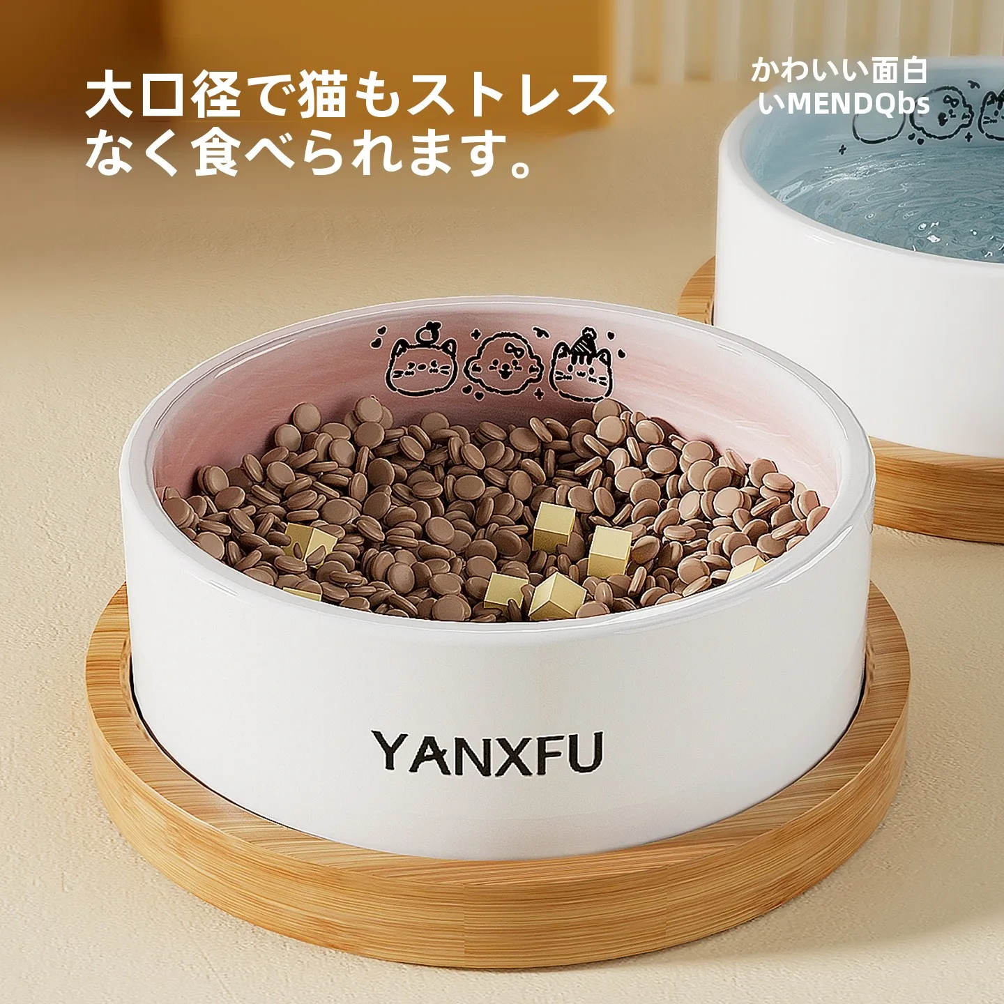 猫用陶器製食器：飲み水・フード用の大口径安定ボウル
