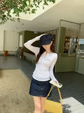 リボンデザインの長袖Tシャツ【ラサール天絲・白・女性用・スリムフィット】（セットアップ対応）