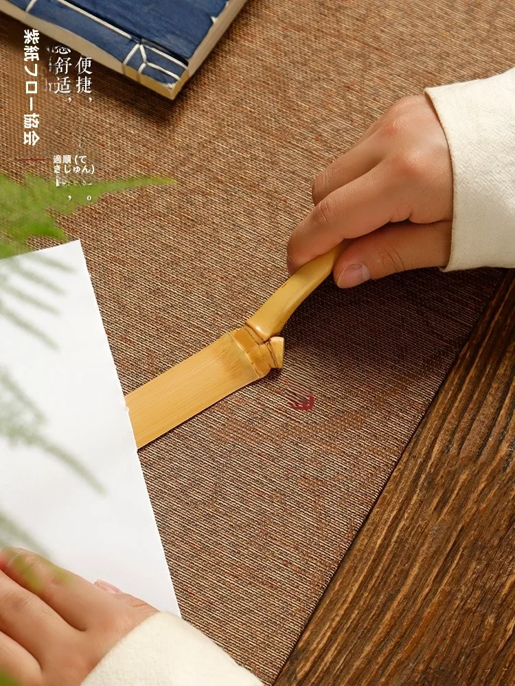 天然竹製のくし形切り刀：レトロデザインで伝統的な短冊切りを実現