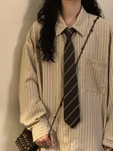 秋のアメリカンレトロストライプ柄ルーズフィット長袖シャツ【カジュアル・重ね着対応】