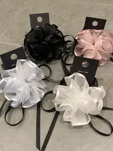 オーガンザ製 バラの花髪飾り【リボン付き・ヘアバンド・華やか】