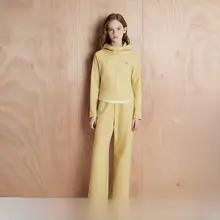 女の子用フード付きトップスとワイドパンツ【秋冬用・可愛いデザイン・カジュアル】（セットアップ対応）