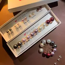 優雅な雰囲気のガラスパールピアス【フレンチスタイル・一週間用ギフトボックス入り】（セットアップ対応）