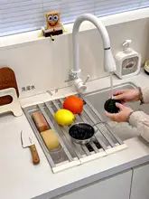 折りたたみ式キッチンシンク用水切りラック【家用・洗菜台・食器収納】
