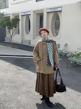 レトロなスエード調のAラインスカート【秋冬用・フィット・カジュアル】