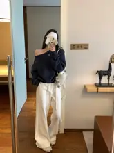 リネンコットン製のシンプルな女性用パンツ【ゆったりとしたデザイン・カジュアルスタイル】