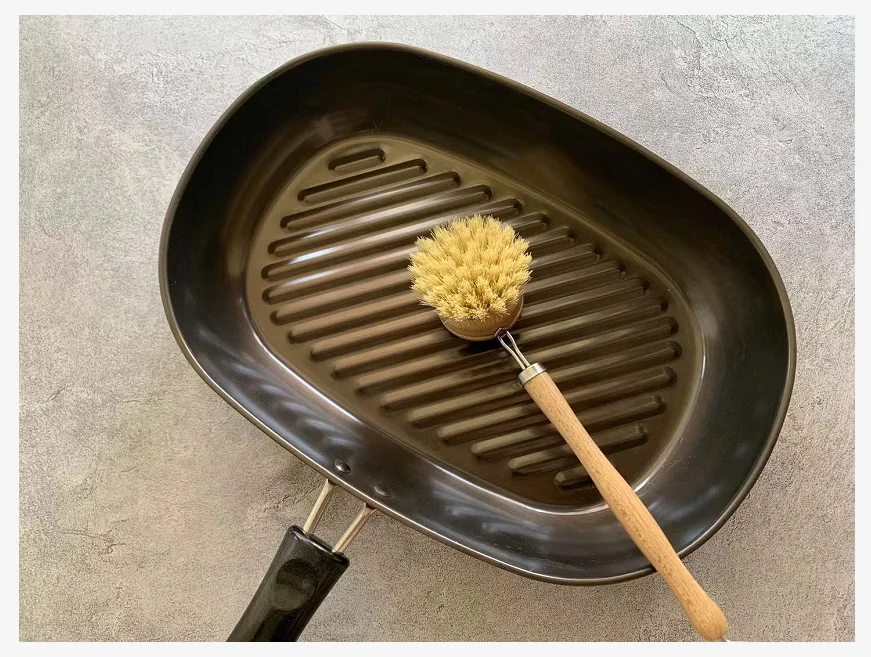 日本風 ジュート製長柄鍋ブラシ【家庭用・食器洗い・清掃用】
