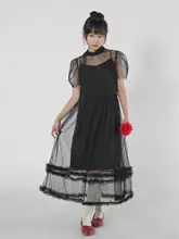 幾何学模様 ドットシフォンバルーンスリーブワンピース（セットアップ対応）
