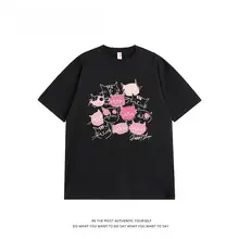 デザイン性の高い猫柄コットン半袖Tシャツ【夏用・ゆったりサイズ】