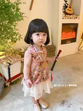 国風デザインの子供用ワンピース【夏用・フレンチカット・可愛らしい背面】