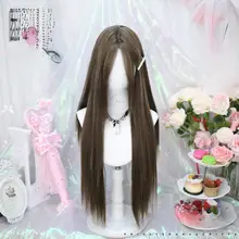 フルウィッグ レディース ロングストレート 八の字バングス ロリータ風 二次元 コスプレ 人毛風 デイリー 甘め