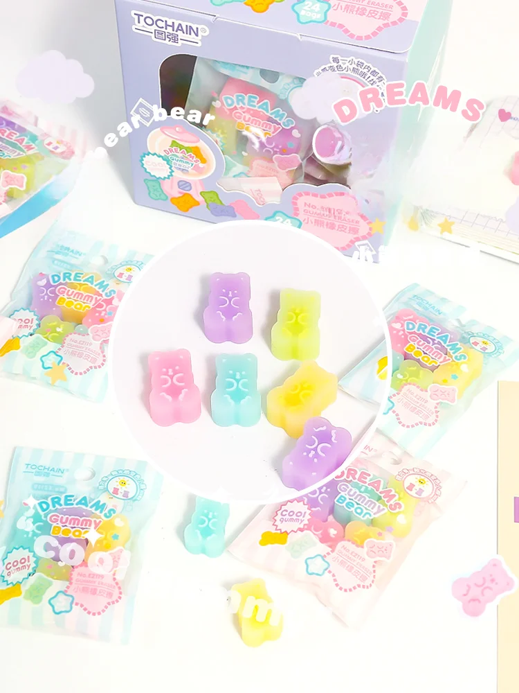 かわいい変色クマのキャラクター消しゴム：光反応タイプの学生向けPVC製消しゴムの実用性と特性