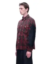 ラウンドネック長袖シャツ【バットウィング・パンプキン刺繍・ロゴ付き】（セットアップ対応）