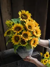 高級の造花向日葵アレンジメント【リビング・ダイニング用・誕生日装飾】