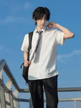 学生向け基本型 長袖シャツ【尖った襟・白色・カジュアル】