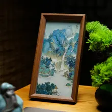 卓上飾り絵 水墨画 山水画 書画 額縁 チャイナテイスト 風景画 茶室 書斎 インテリア ギフト