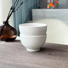 シンプルな白色 陶器製 米飯碗【4インチ・300ml・ベビー用・スープボウル】