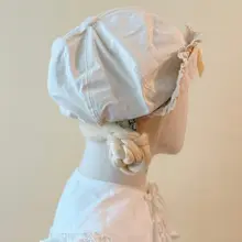 手作りリボン付きレースブリムベレー帽【春夏秋冬・浅い米色】