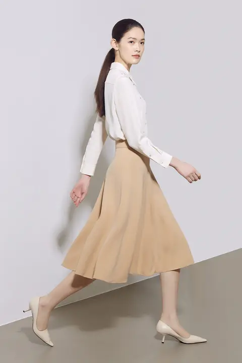 CVANEA Aラインスカート【春秋用・ストレートシルエット・ウエストゴム・幅広サイズ】