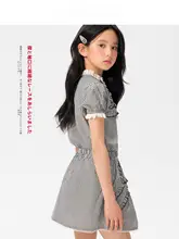 セットアップ 2点セット キッズ ガールズ チェック柄 フリルブラウス Aラインスカート プレピースタイル 夏 「BarryBanny」