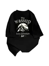 白灰色のゆったりしたクルーネックTシャツ【メンズ・オーバーサイズ・アメリカンストリートスタイル】