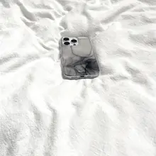 半透けデザインの黒灰水墨風スマホケース【iPhone用・シンプルで個性的】
