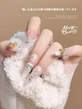 冬の装飾に最適！キラキラした金銀色のクリスマス雪の結晶リングと鈴のデザインネイルアートパーツ