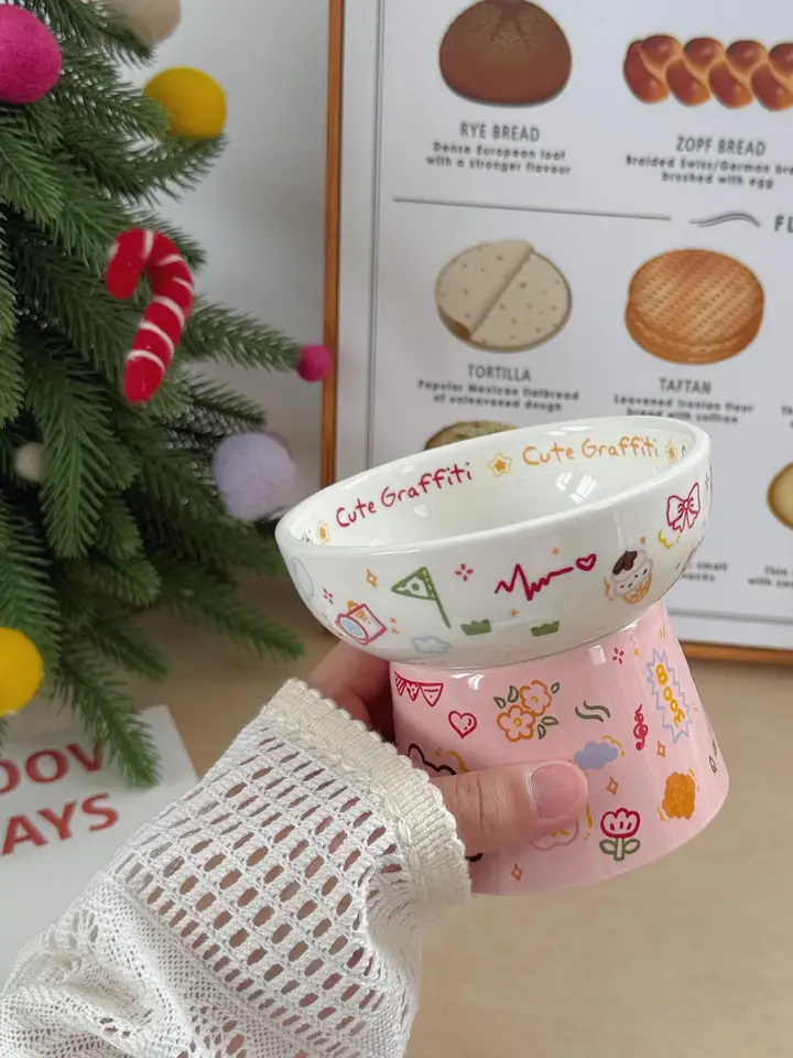 かわいい陶器製 猫用・犬用食器【水飲み碗・フードボウル・高脚デザイン】
