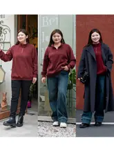 秋冬用 ワインレッド ゆったりフィット レディースプルオーバー【ストレッチニット・大きいサイズ】