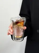 手電筒デザインのシンプルな二重層耐熱グラスカップ【創意的な飲み物用】