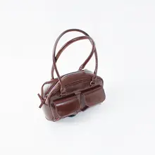 女性用 ショルダーバッグ【ボウリングスタイル・ダークカラー・多用途】