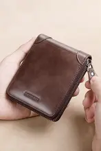 レザー製 メンズ短財布【多機能・大容量・ジッパー仕様】