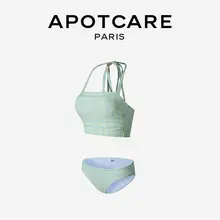 APOTCARE チェック柄のビキニ【バストバンド・リボン付き・女性用】