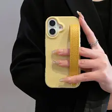 クリエイティブイエローレザーショルダーストラップ付きHonor 300用スマホケース【斜め掛け・シンプル・男女兼用】