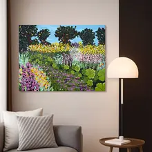 印象派手描きオイルペインティング 花園風景の壁掛けアート【リビング・玄関・ダイニング用】