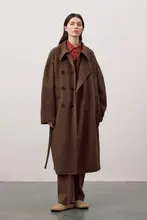 極上の柔らかさのカシミヤウールバスローブコート【女性用・ダブルフェイス・中長丈・シルエット重視】