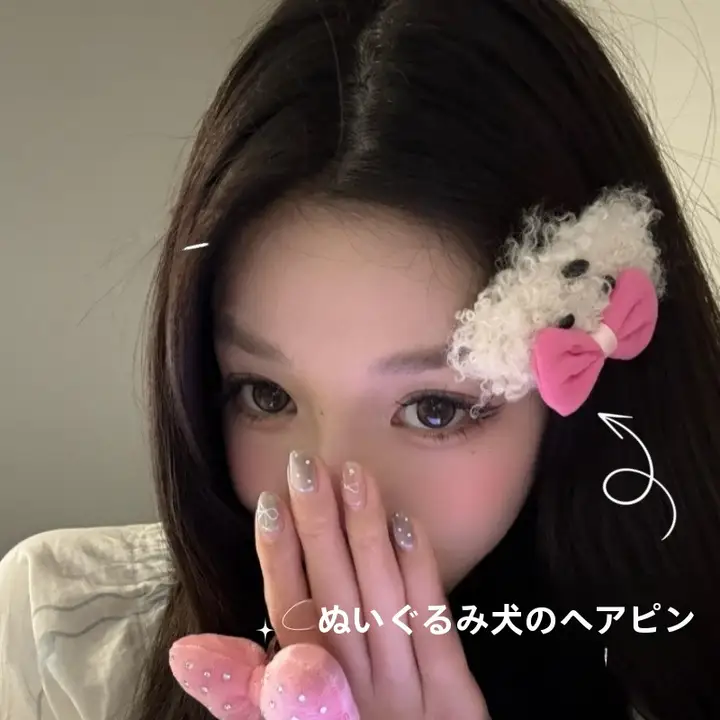 かわいいサイド型犬デザインのヘアピン【シンプルなバンスクリップ・少ない髪量にも対応】