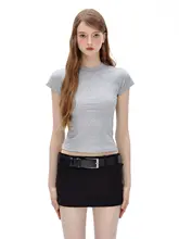 夏用フィット感のあるラウンドネック短袖Tシャツ【スポーツ・女性向け】