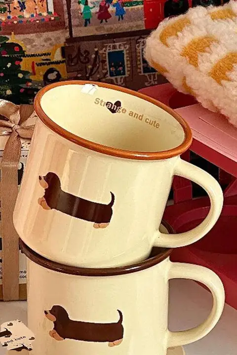 ダックスフンド カップ 耐熱 陶器 コーヒーやミルク用