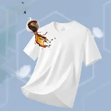 快適な着心地！防水・防污加工の白色コットンTシャツ【メンズ・短袖・ラウンドネック】