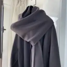MD24 シンプルデザイン長袖ウールコート【自宅用スカーフ付き・女性用】