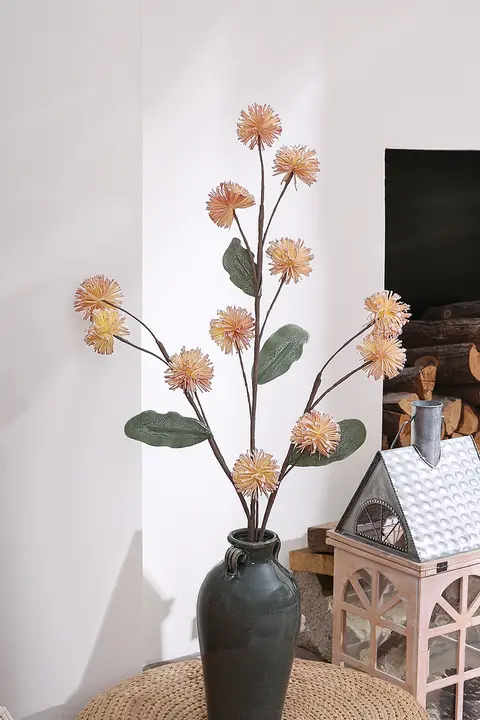 高級感ある造花付き花瓶【インテリア装飾・バルコニー・リビング用】