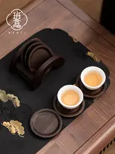 黒檀無垢材コースターセッティング ティーポット セット断熱パッド