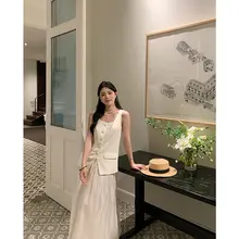 白色無袖スーツベスト【夏用・カーディガン・女性用】